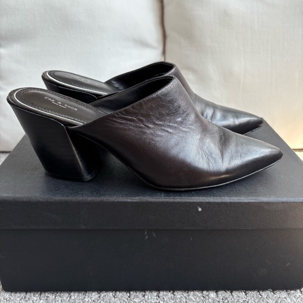rag & bone Beha Leather Mules in Black, Size EU 38 or US 7.5 - Picture 5 of 9
